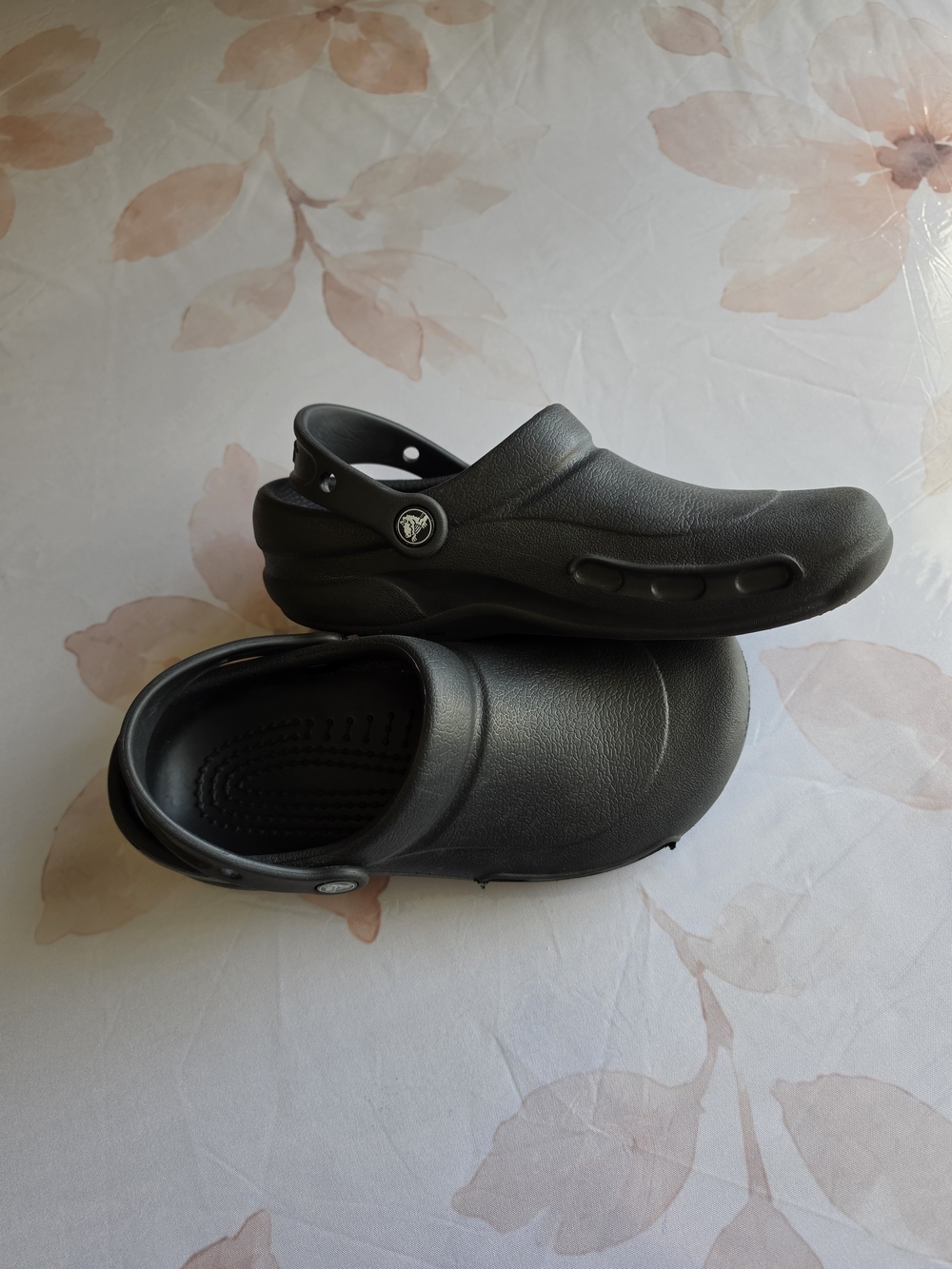 CROCS Classic Black Slip Resistant Clogs with Heel Strap